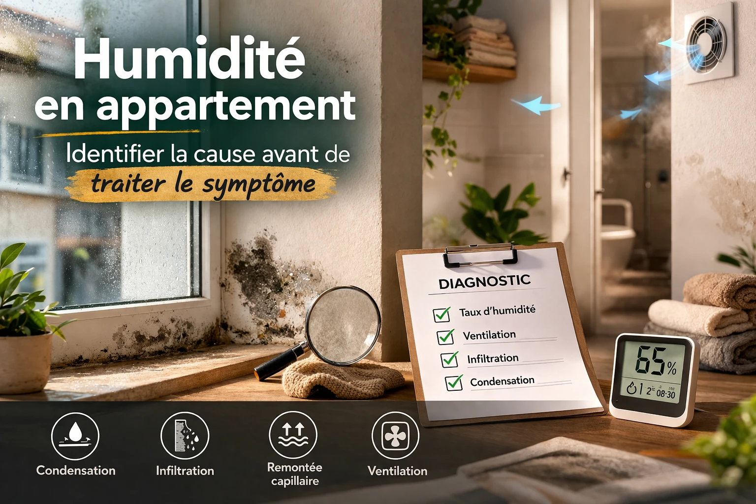 Read more about the article Humidité en appartement&nbsp;: identifier la cause avant de traiter le symptôme